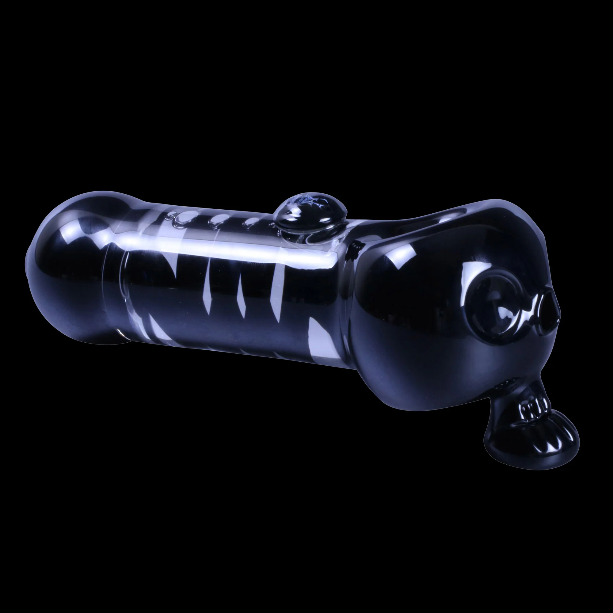 Chameleon Glass Absolute Zero Bonehead Onyx Glass Pipe