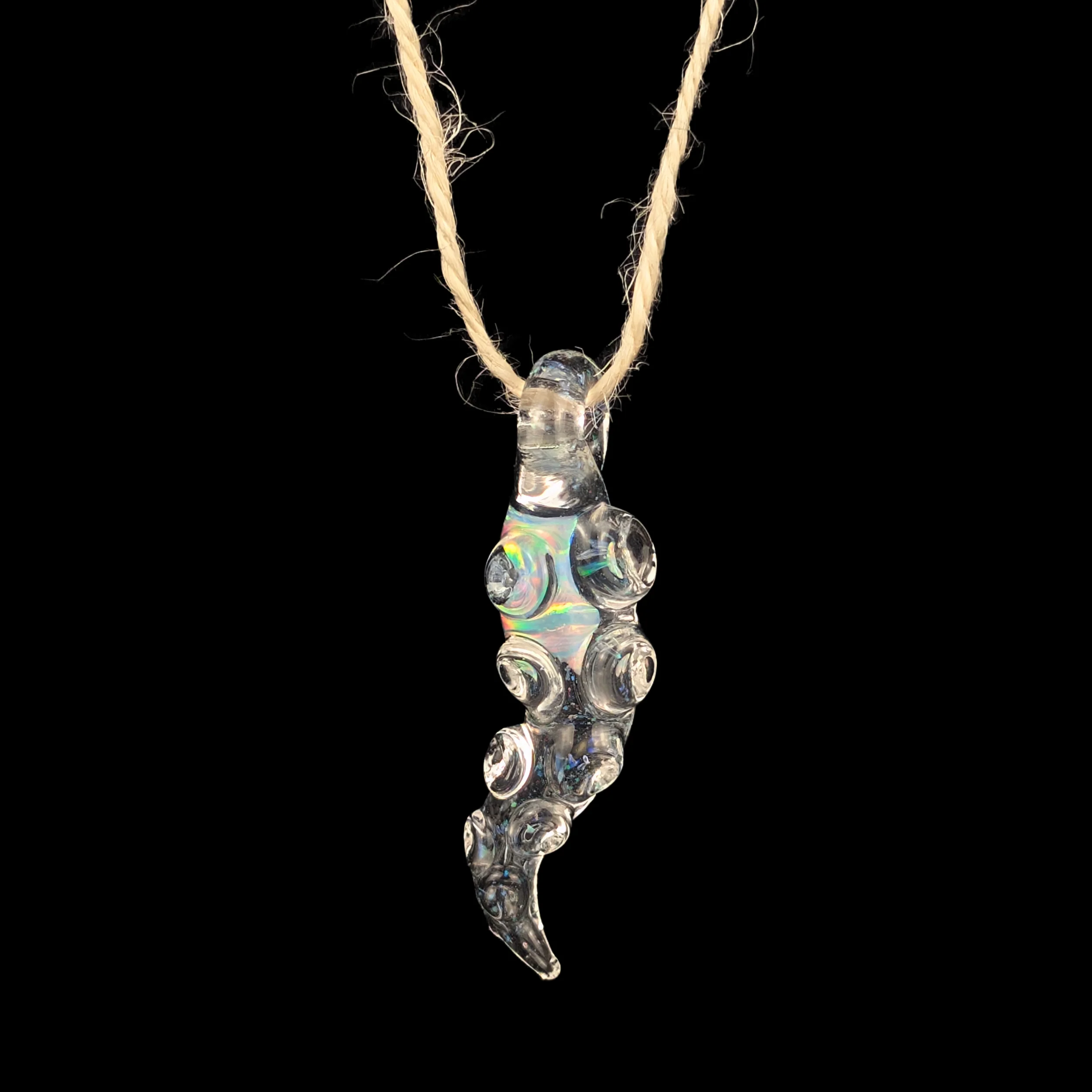 Crushed Opal OG Style Tentacle Pendy w/ Encased Opal by Wicked Glass