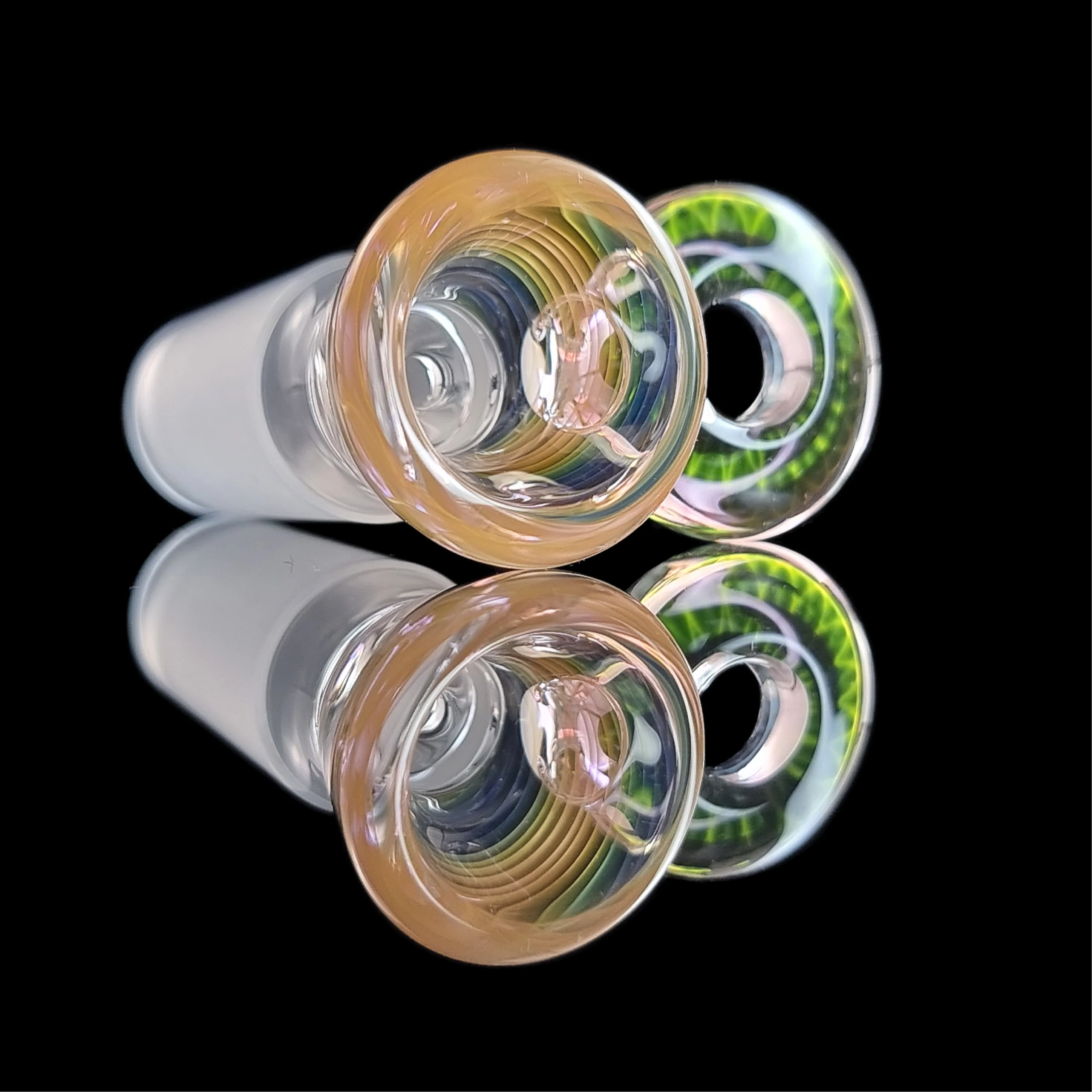 Rainbow Fume Spiral Restriction Slide w/ Fumicello Donut 18mm by Empirical Glass - Image 3