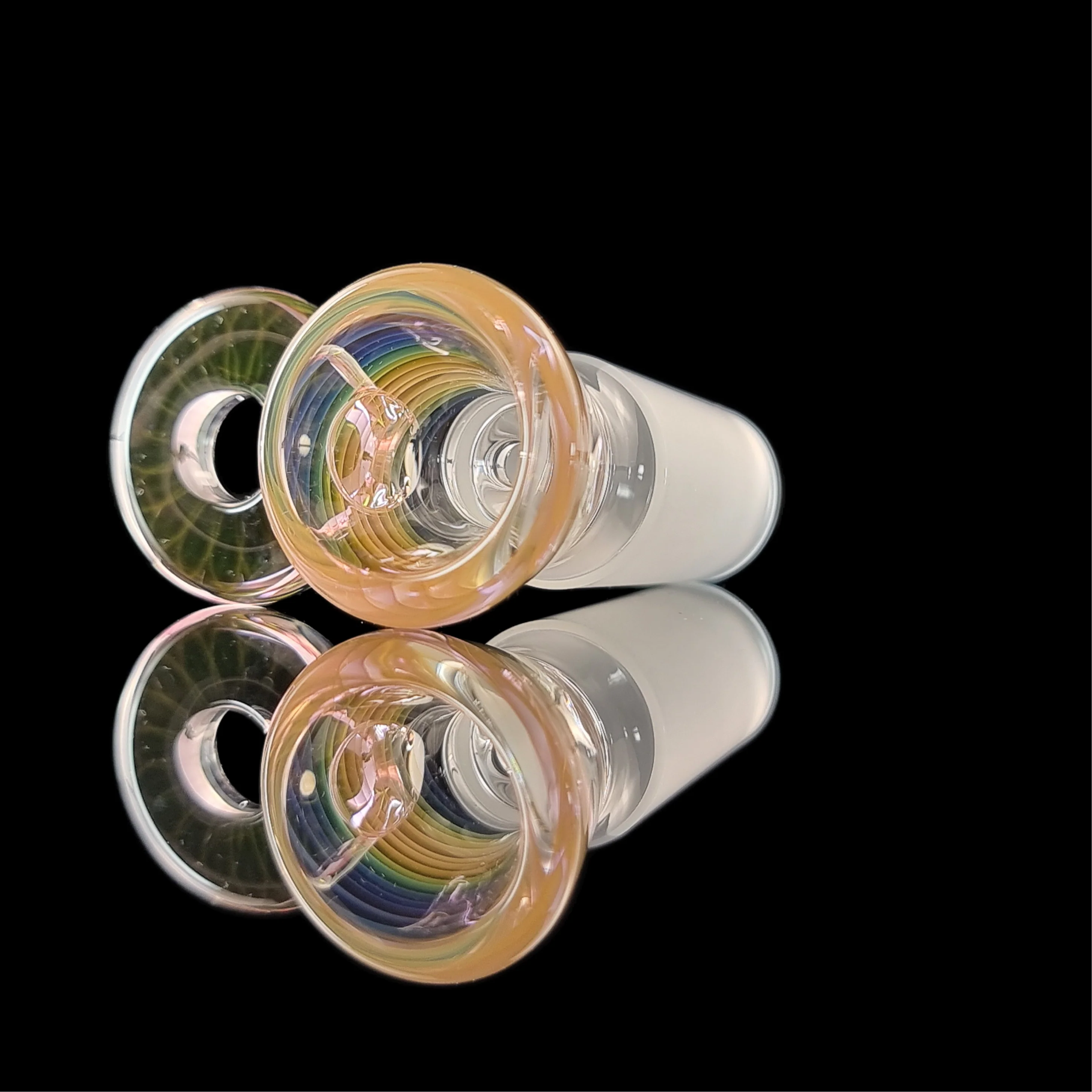 Rainbow Fume Spiral Restriction Slide w/ Fumicello Donut 18mm by Empirical Glass - Image 6
