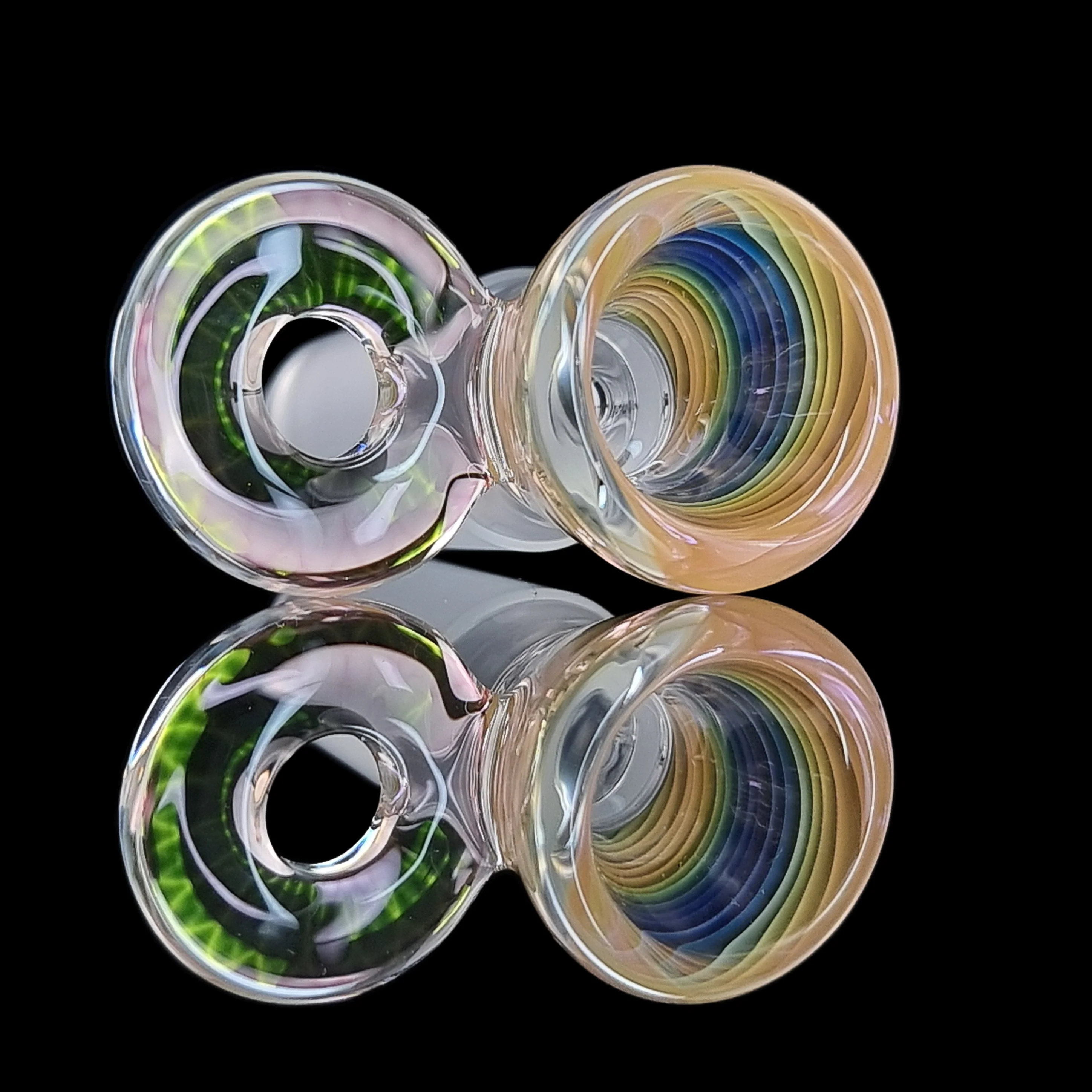 Rainbow Fume Spiral Restriction Slide w/ Fumicello Donut 18mm by Empirical Glass - Image 9