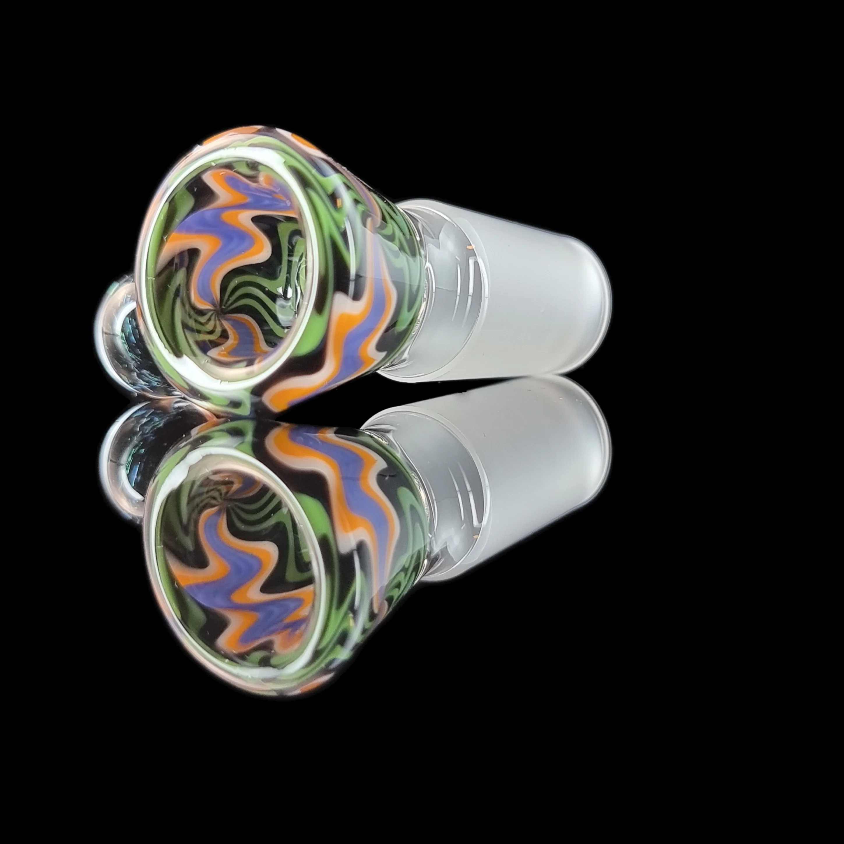 Empirical Glass Wig Wag 4 Hole Slide w/ Dichro Marble 18mm Purple/Green/Orange/Blue - Image 4