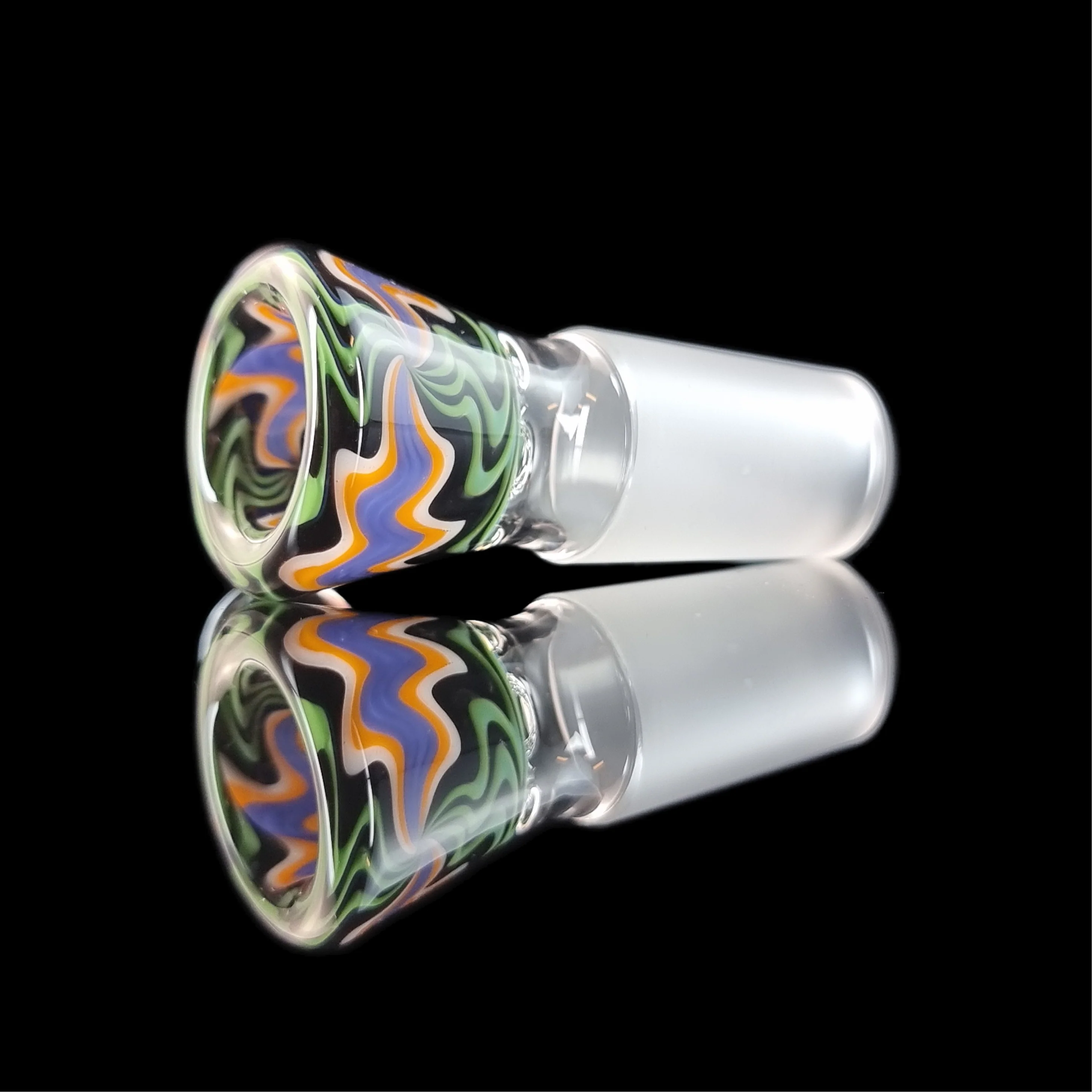 Empirical Glass Wig Wag 4 Hole Slide w/ Dichro Marble 18mm Purple/Green/Orange/Blue - Image 5