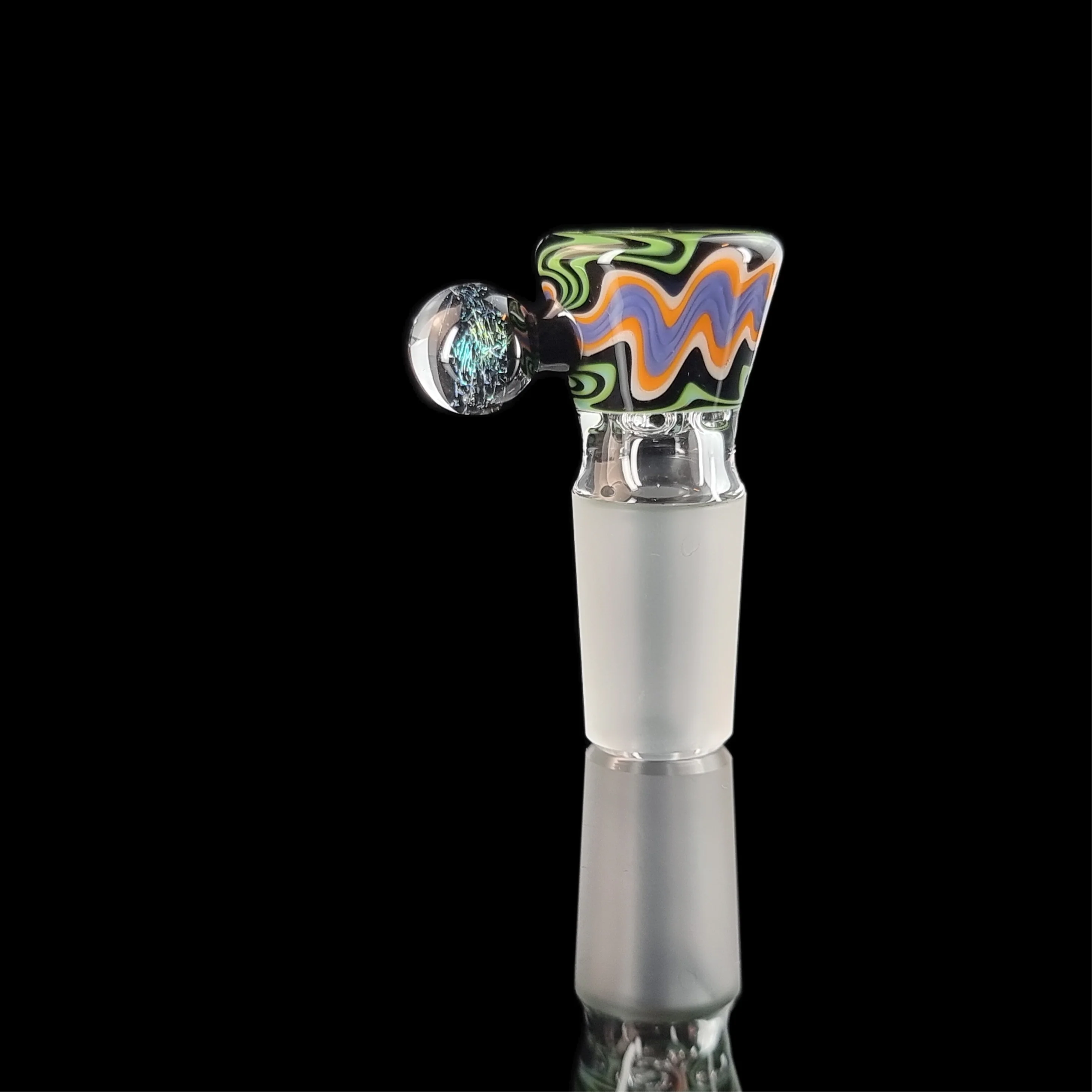 Empirical Glass Wig Wag 4 Hole Slide w/ Dichro Marble 18mm Purple/Green/Orange/Blue - Image 6