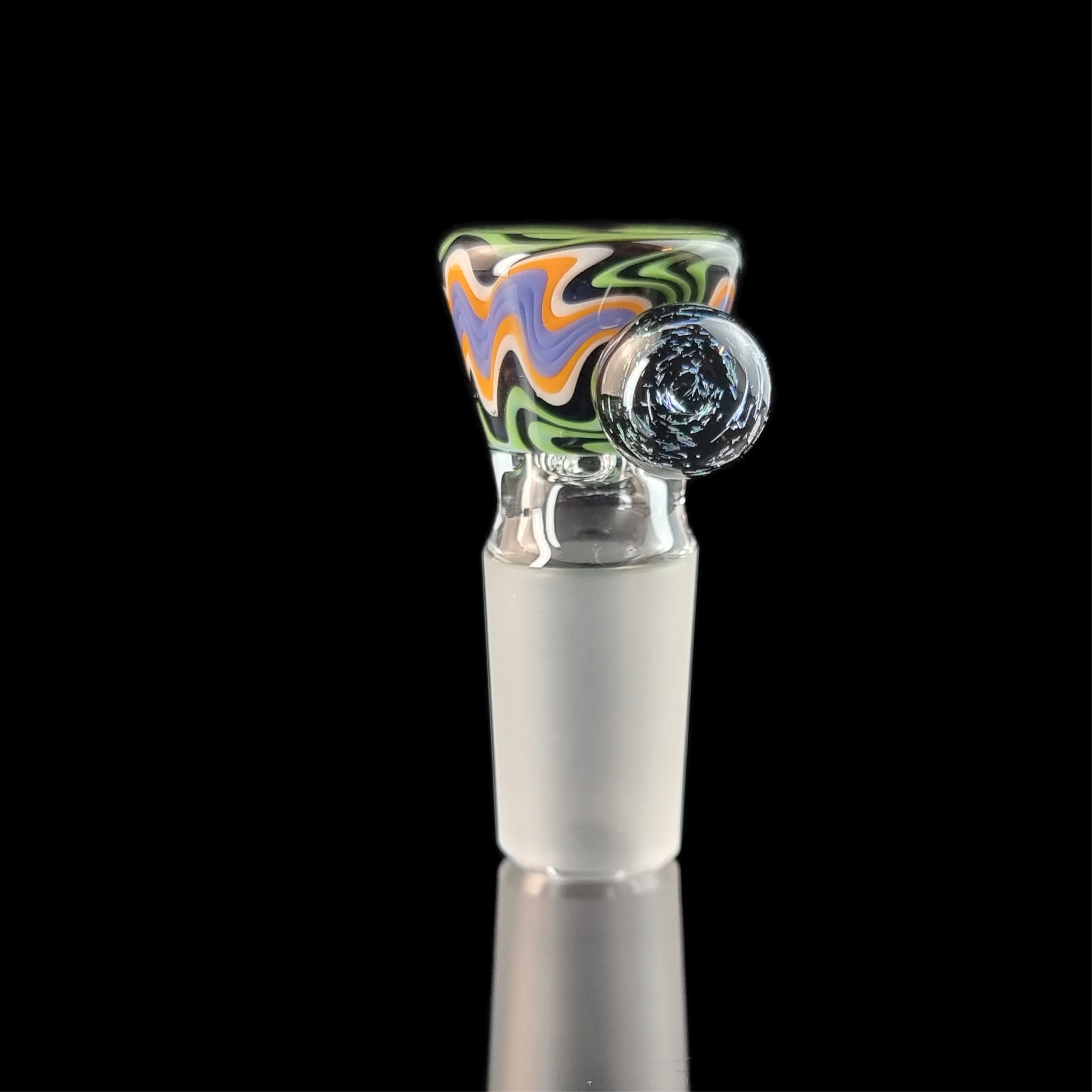 Empirical Glass Wig Wag 4 Hole Slide w/ Dichro Marble 18mm Purple/Green/Orange/Blue - Image 7