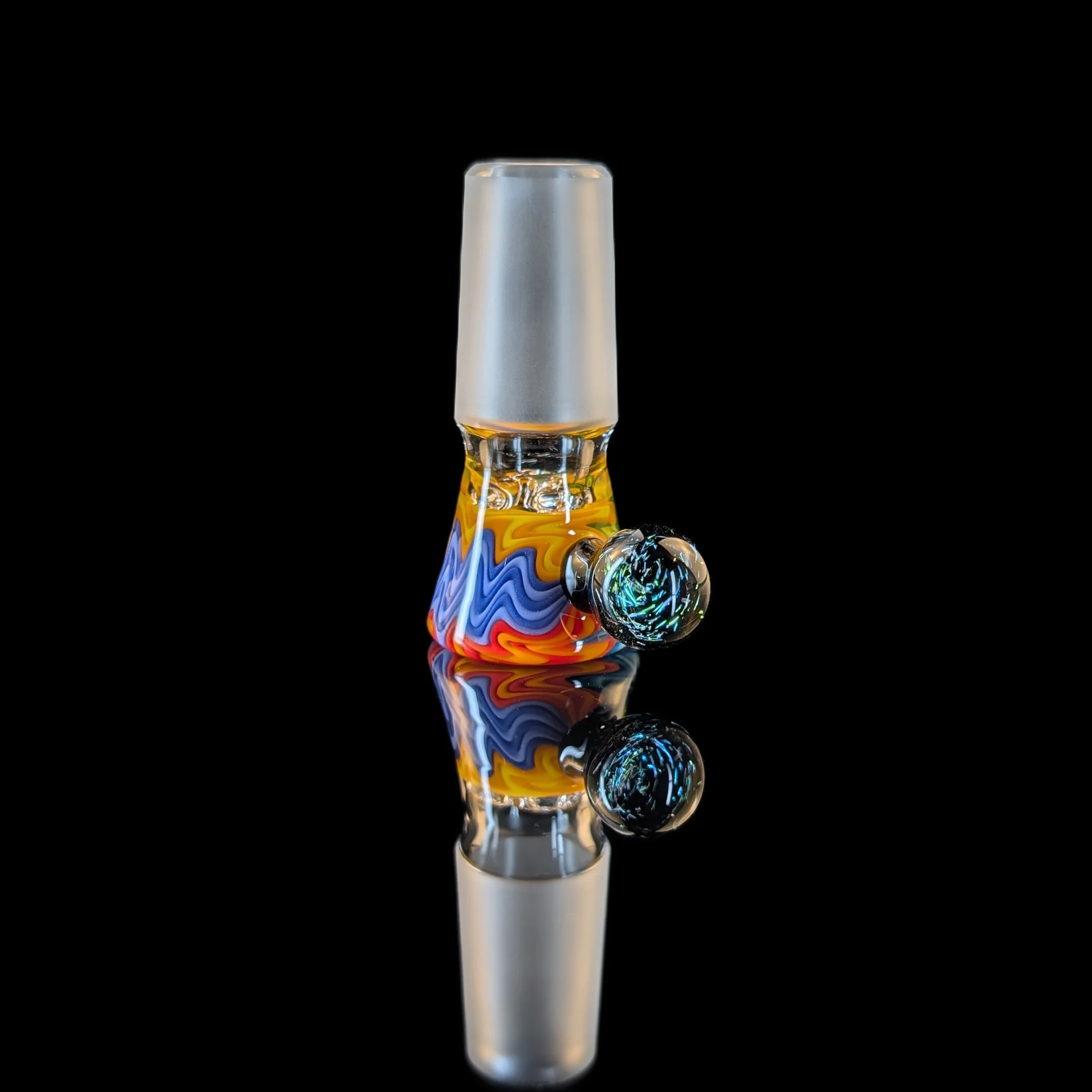 Unicorn Poop Wig Wag 4 Hole Slide w/ Dichro Marble 18mm by Empirical Glass - Image 6