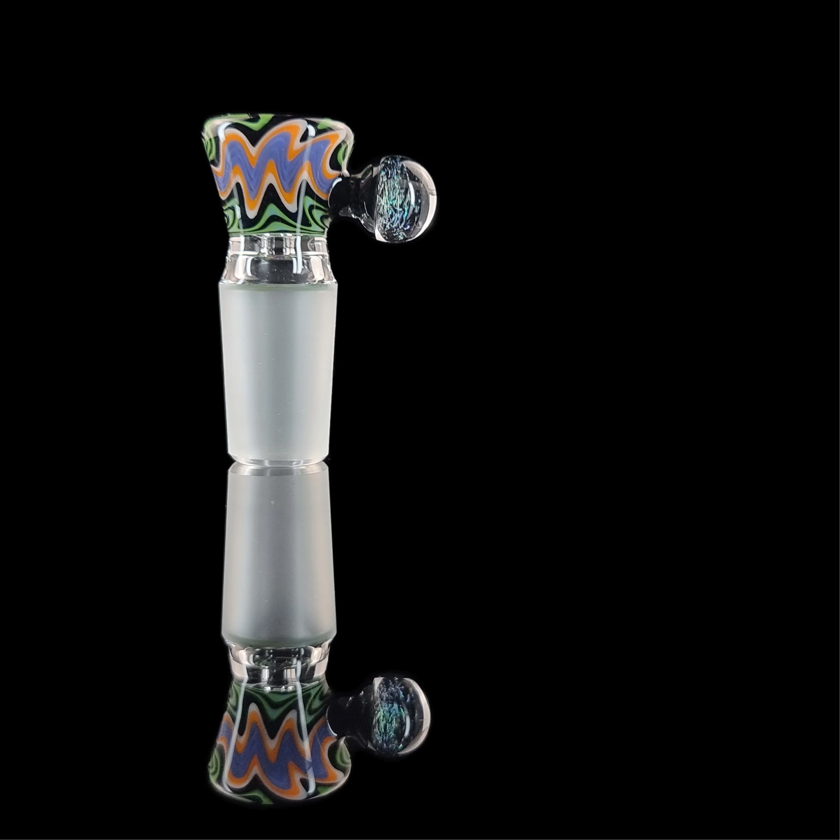 Wig Wag Restriction Slide w/ Dichro Marble 18mm by Empirical Glass Purple/Green/Orange/Blue - Image 7
