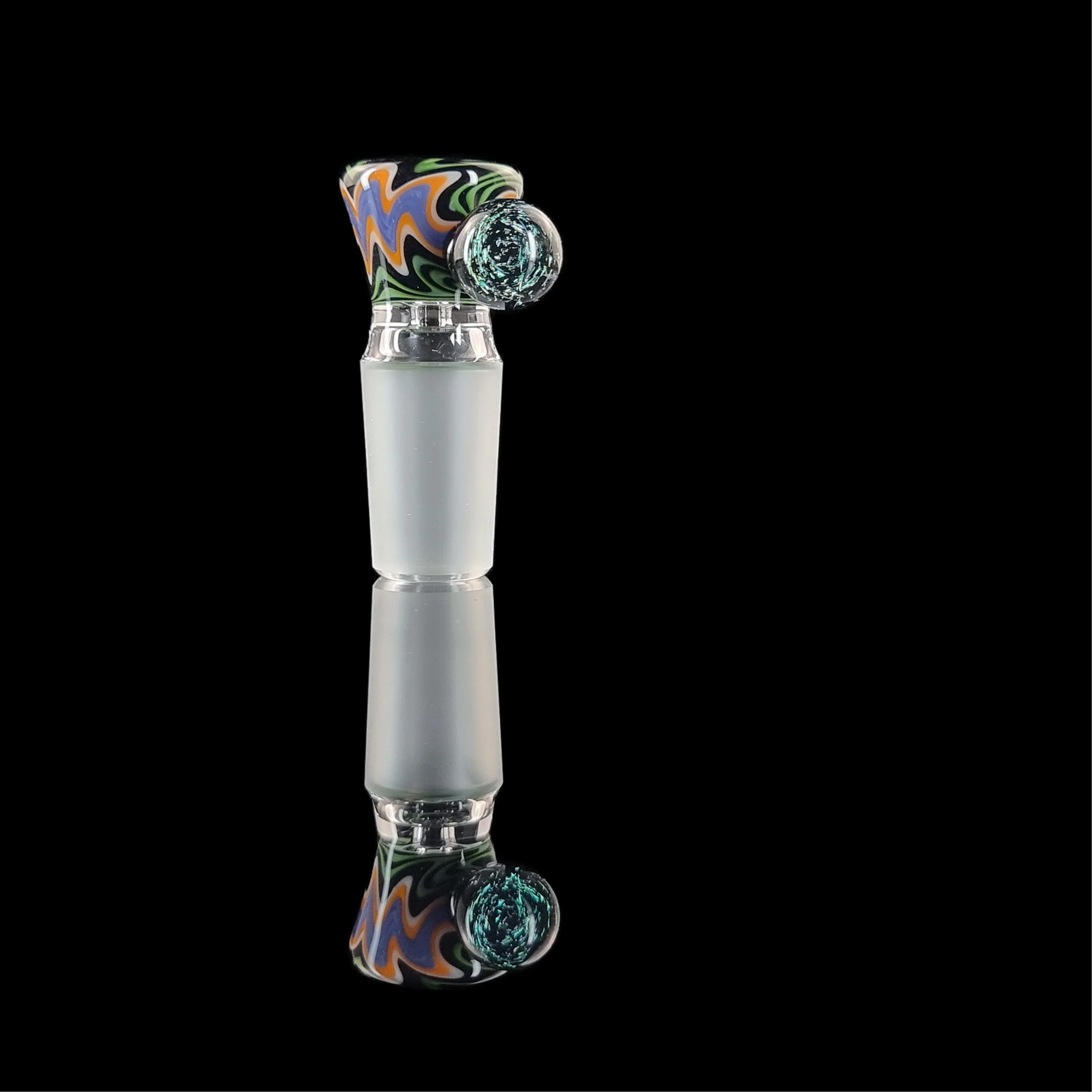 Wig Wag Restriction Slide w/ Dichro Marble 18mm by Empirical Glass Purple/Green/Orange/Blue - Image 8