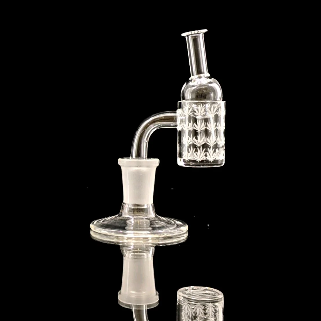 Etched Cannabis Leaf Quartz Banger and Spinning Carb Cap Kit - Image 3