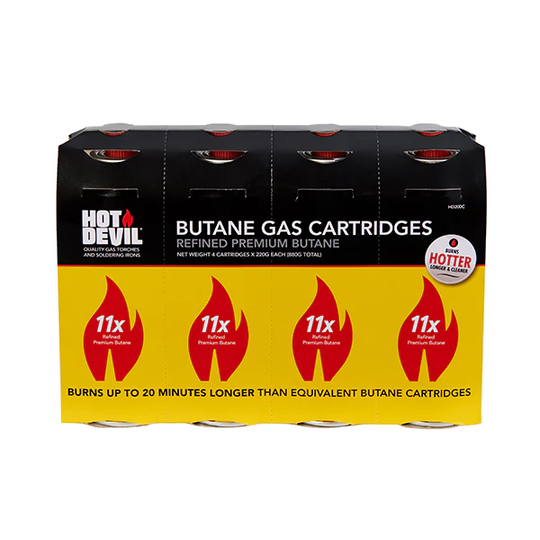 Hot Devil 11x Purified Butane 4 Pack w/ Bayonet Fitting *IN STORE PICK UP ONLY* - Image 2