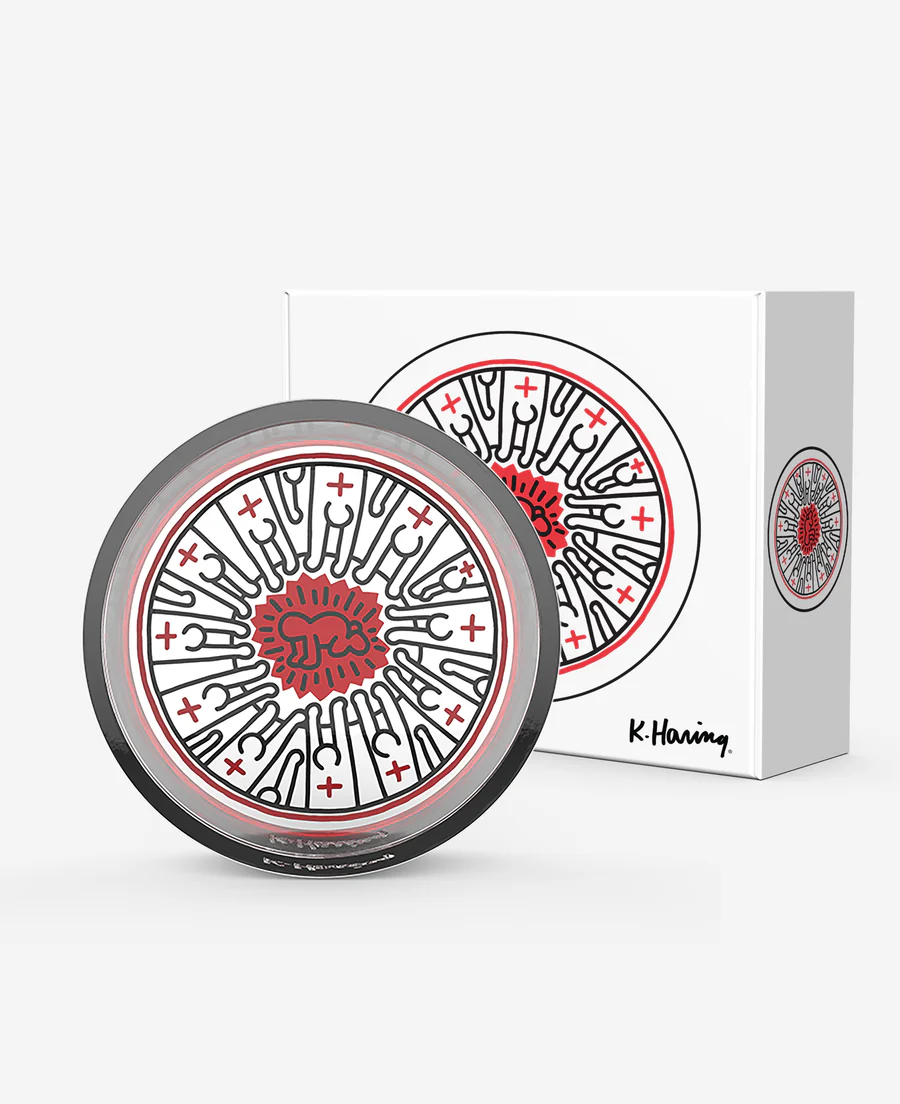 K.Haring Glass by Higher Standards Circle Catchall- Cross People