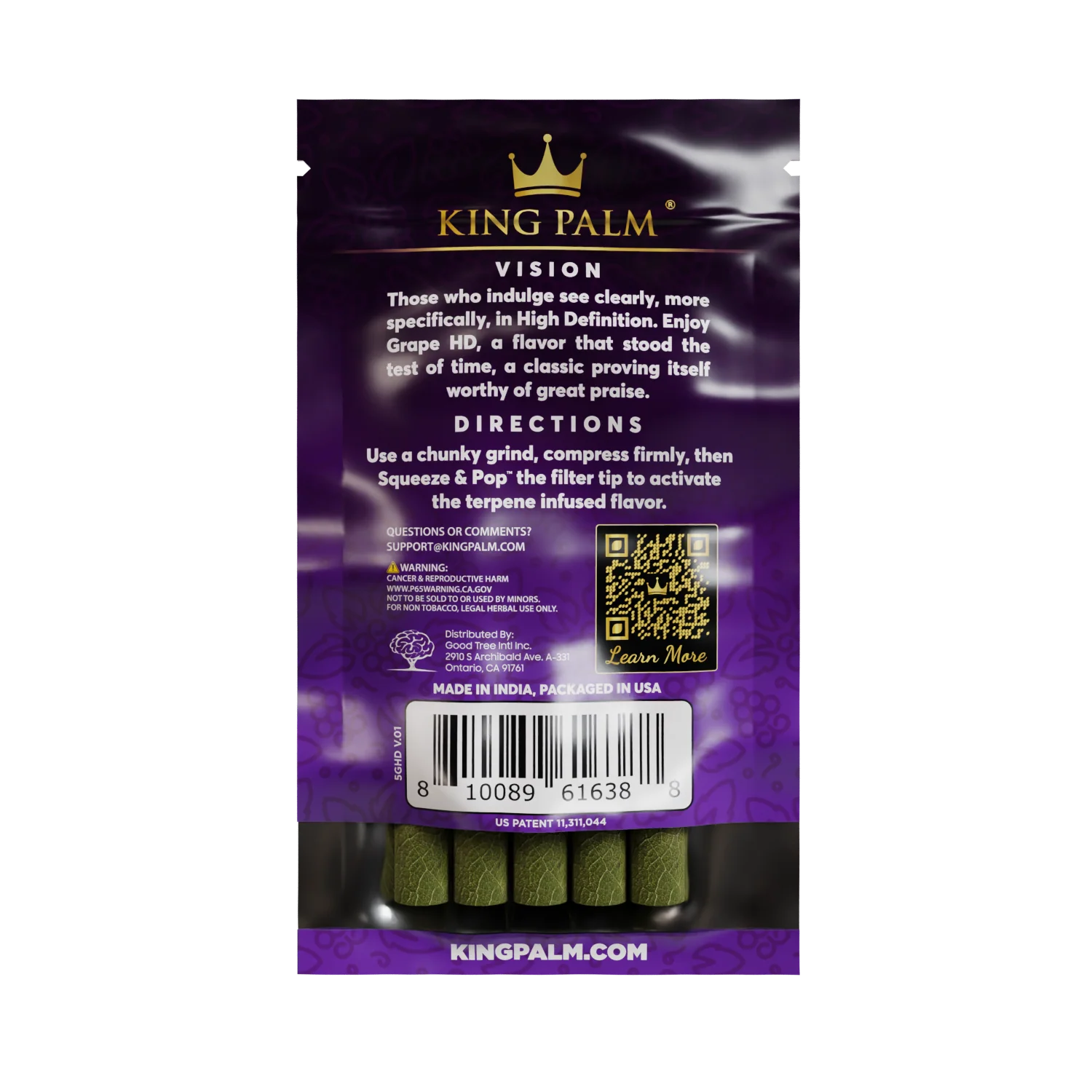 King Palm Mini Rolls 5 Pack Grape HD - Image 2