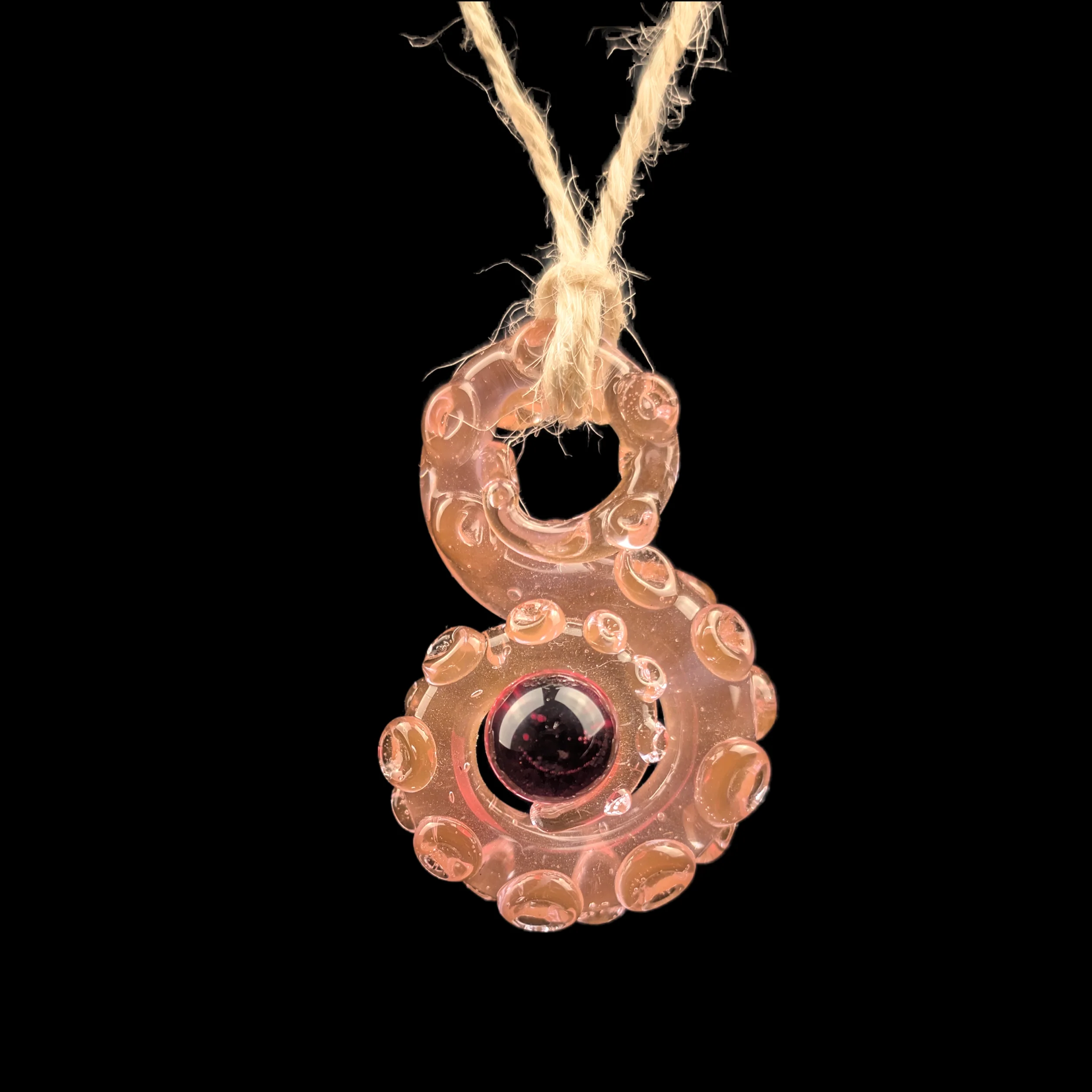 Peach S Style Tentacle Pendy w/ Red Kraken Egg by Wicked Glass
