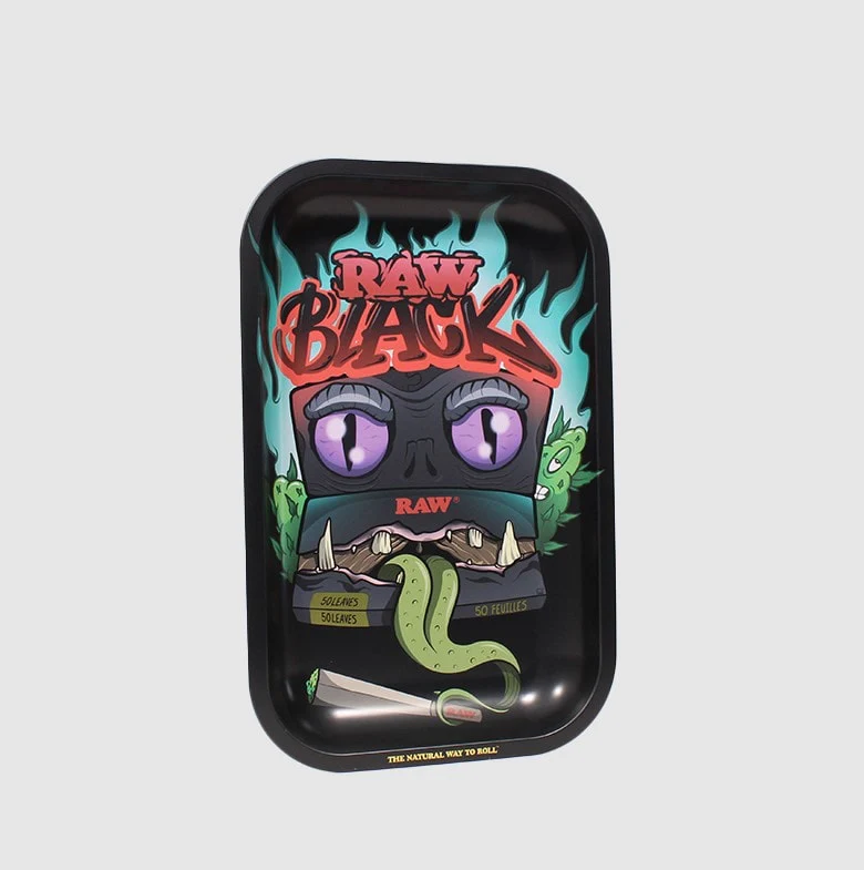 RAW Black Monster Rolling Tray Metal Small 27.5x17.5cm