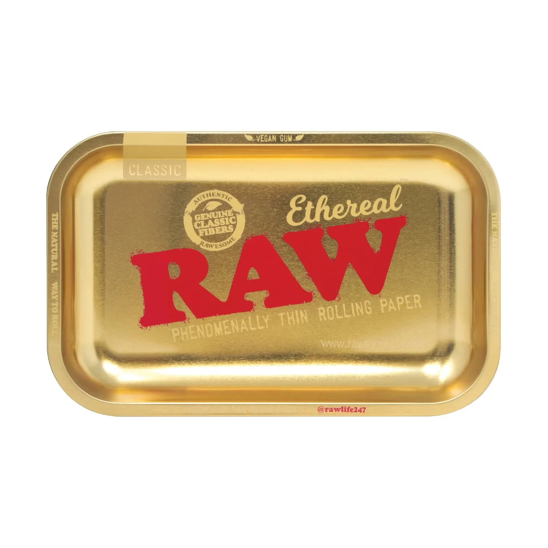 RAW Ethereal Rolling Tray Metal Small Gold Finish 27.5x17.5cm - Image 2