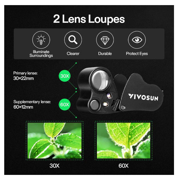 Vivosun Jewelers Loupe Magnifier 30x - 60x - Image 2