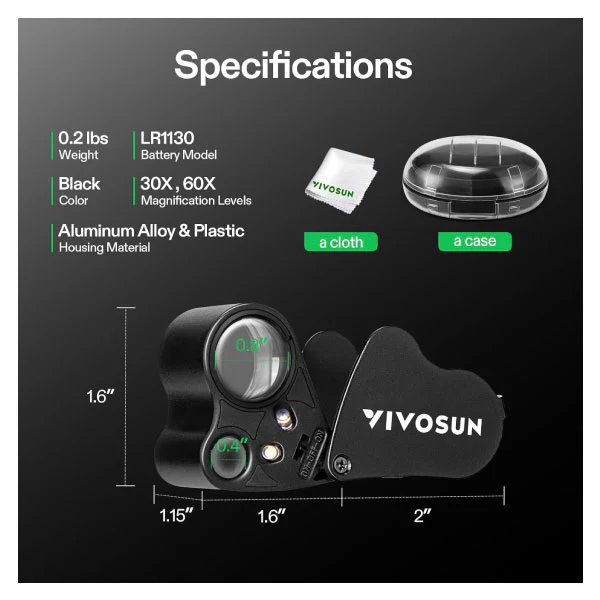 Vivosun Jewelers Loupe Magnifier 30x - 60x - Image 3